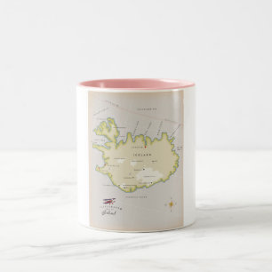 Caneca De Café Em Dois Tons Mapa ilustrado da Islândia