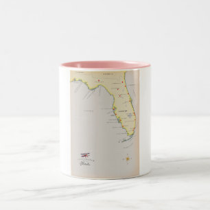 Caneca De Café Em Dois Tons Mapa ilustrado das Ilhas Canárias.