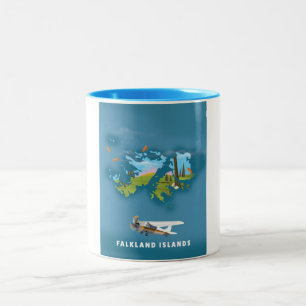 Caneca De Café Em Dois Tons Mapa ilustrado das ilhas Falkland