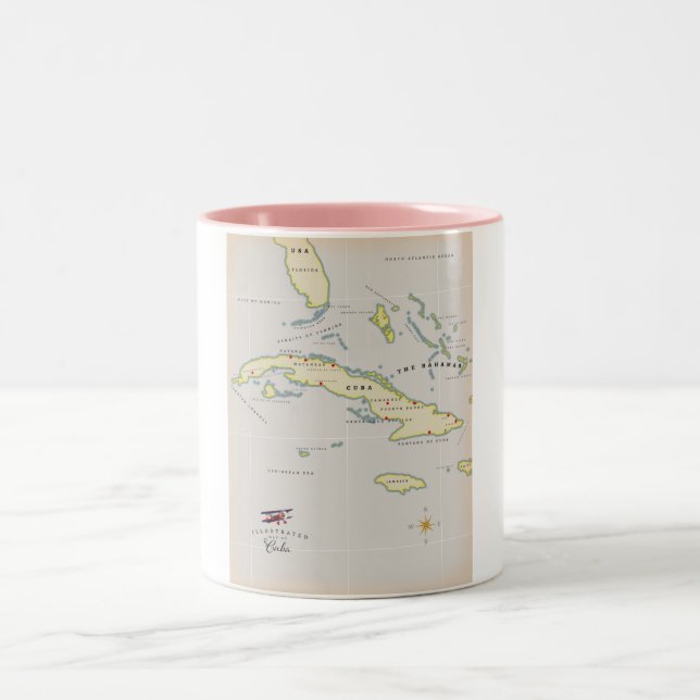 Caneca De Café Em Dois Tons Mapa ilustrado de Cuba (Centro)