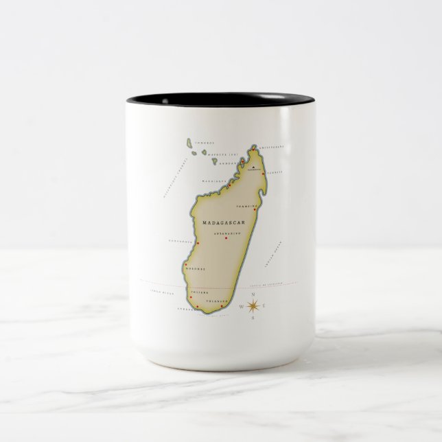 Caneca De Café Em Dois Tons Mapa ilustrado de Madagascar (Centro)