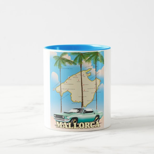 Caneca De Café Em Dois Tons Mapa ilustrado de Mallorca (Centro)