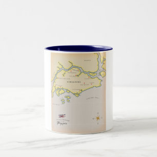 Caneca De Café Em Dois Tons Mapa ilustrado de Singapura