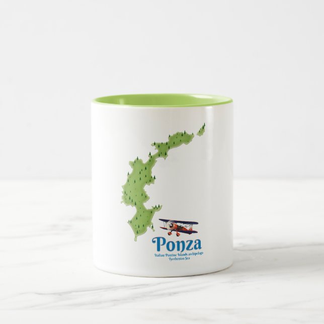 Caneca De Café Em Dois Tons Mapa italiano de Ponza. (Centro)