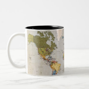 Caneca De Café Em Dois Tons mapa mundial