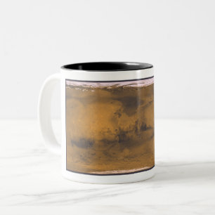 Caneca De Café Em Dois Tons Mapa Mundial de Marte Planeta Vermelho por Satélit