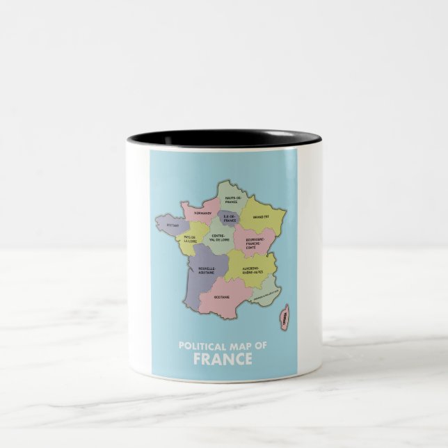 Caneca De Café Em Dois Tons Mapa político da França (Centro)
