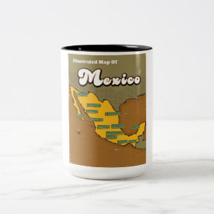 Caneca De Café Em Dois Tons Mapa retrô do México