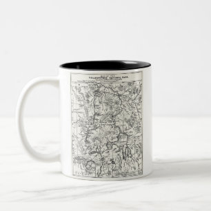 Caneca De Café Em Dois Tons Mapa Vintage do Parque Nacional de Yellowstone