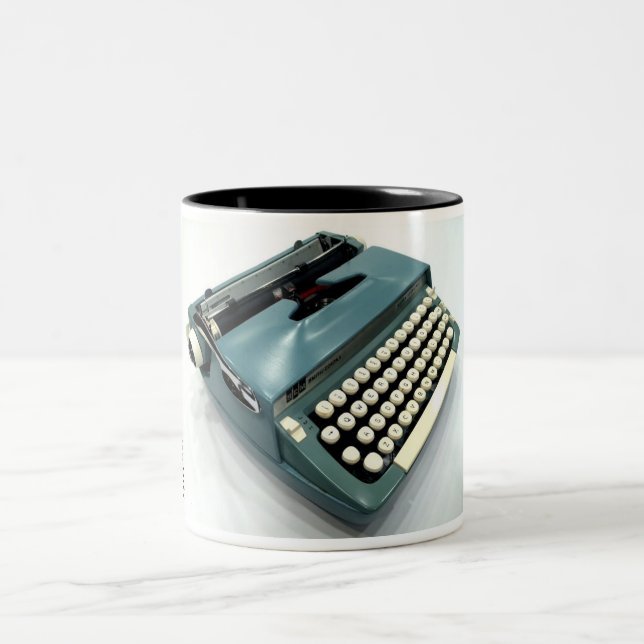 Caneca De Café Em Dois Tons Máquina de escrever esterlina super da (Centro)
