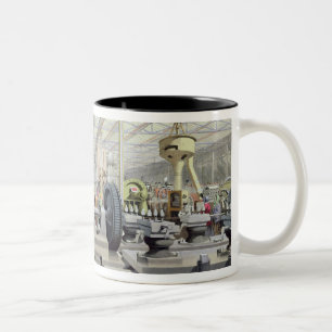 Caneca De Café Em Dois Tons Maquinaria movente, 'de Dickinson detalhado