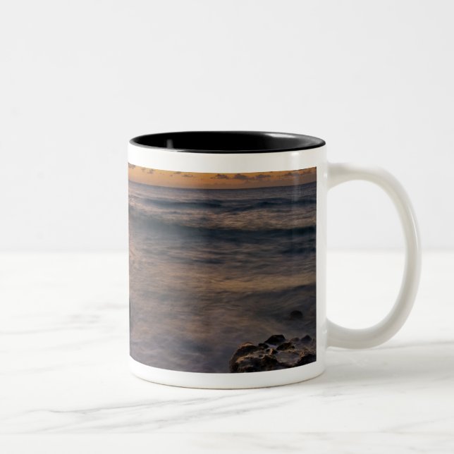 Caneca De Café Em Dois Tons Mar do Caribe, Ilhas Cayman. Ondas quebrando 2 (Direita)