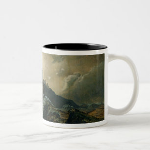 Caneca De Café Em Dois Tons Mar tormentoso com farol
