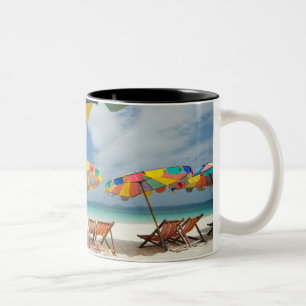 Caneca De Café Em Dois Tons Mar tropical da praia e da turquesa da areia. 2