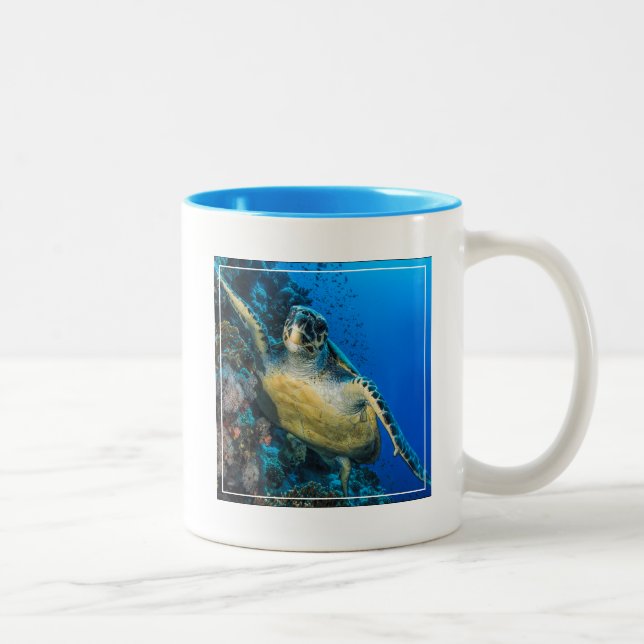 Caneca De Café Em Dois Tons Mar Vermelho da tartaruga de mar verde | (Direita)