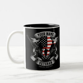 Caneca De Café Em Dois Tons Marca Personalizada Americana Veterana Orgulhosa V