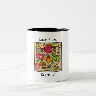 Caneca De Café Em Dois Tons Marcadores de Estradas-Mãe