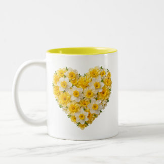 Caneca De Café Em Dois Tons March Birth Flower Daffodil Heart