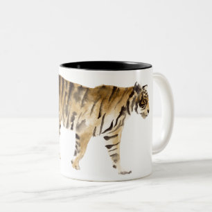 Caneca De Café Em Dois Tons Marcha de Tigre de Aquarela