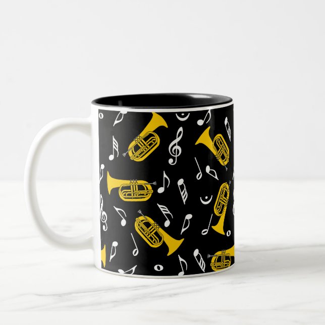 Caneca De Café Em Dois Tons *Marching Baritone Music Notes (Esquerda)