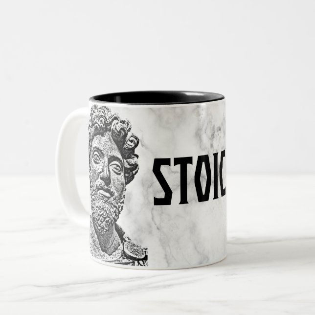 Caneca De Café Em Dois Tons Marcus Aurélio - Stoic On! (Frente Esquerda)