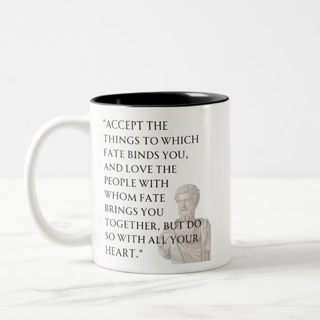 Caneca De Café Em Dois Tons Marcus Aurelius Quote Mug (Esquerda)