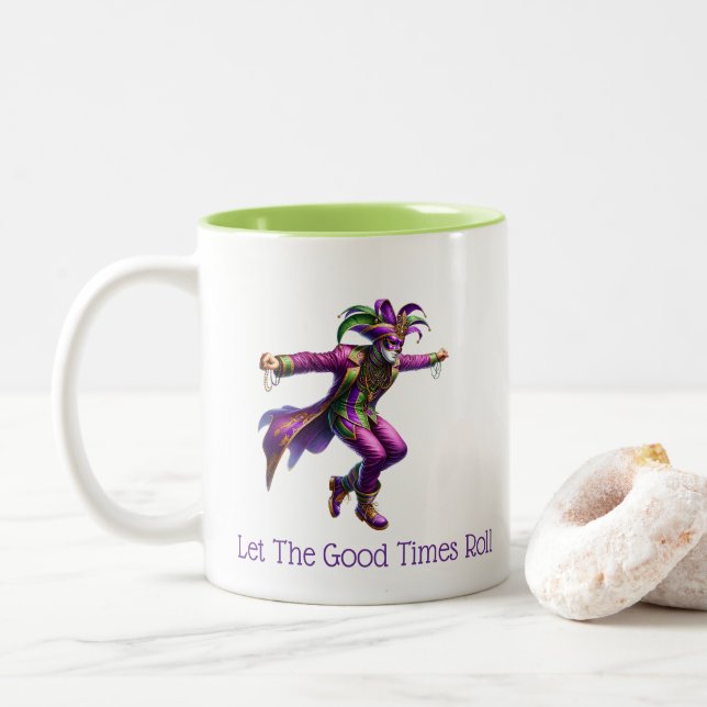 Caneca De Café Em Dois Tons Mardi Gras  (Com Donut)
