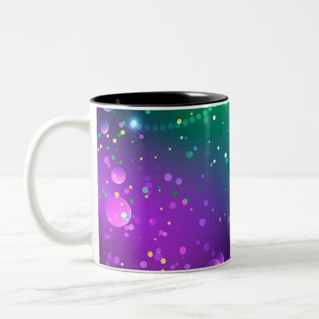 Caneca De Café Em Dois Tons Mardi Gras Festivo Purple Background (Esquerda)