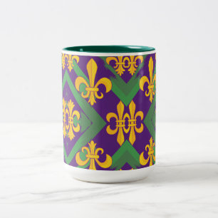 Caneca De Café Em Dois Tons Mardi Gras Fleur de lis