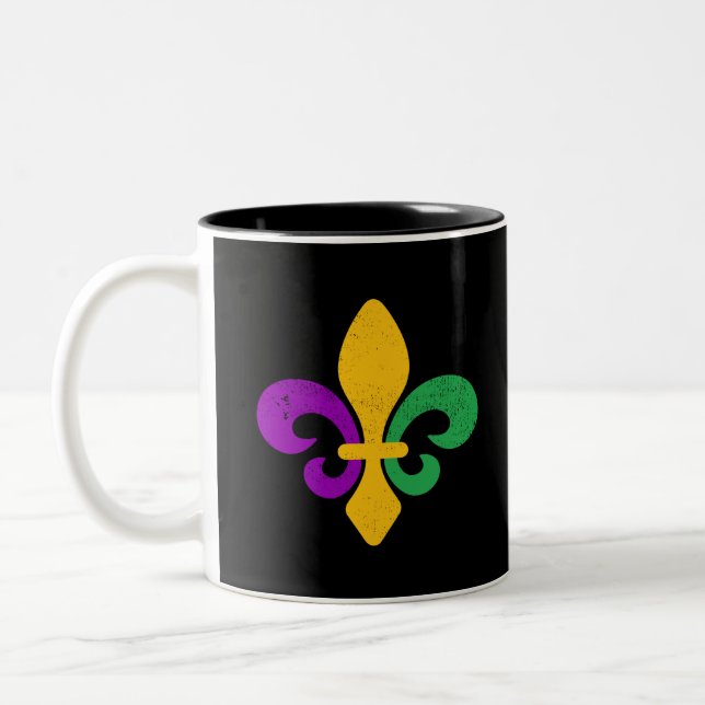 Caneca De Café Em Dois Tons Mardi Gras Fleur De Lis (Esquerda)
