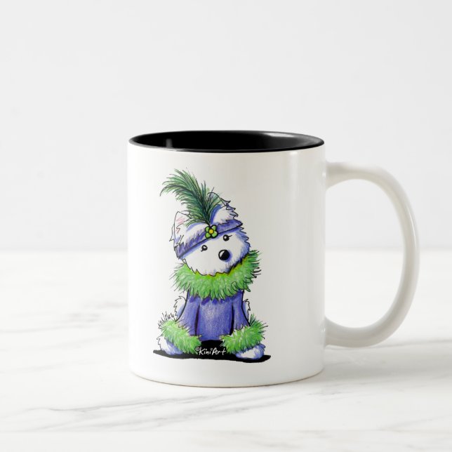 Caneca De Café Em Dois Tons Mardi Gras Westie (Direita)