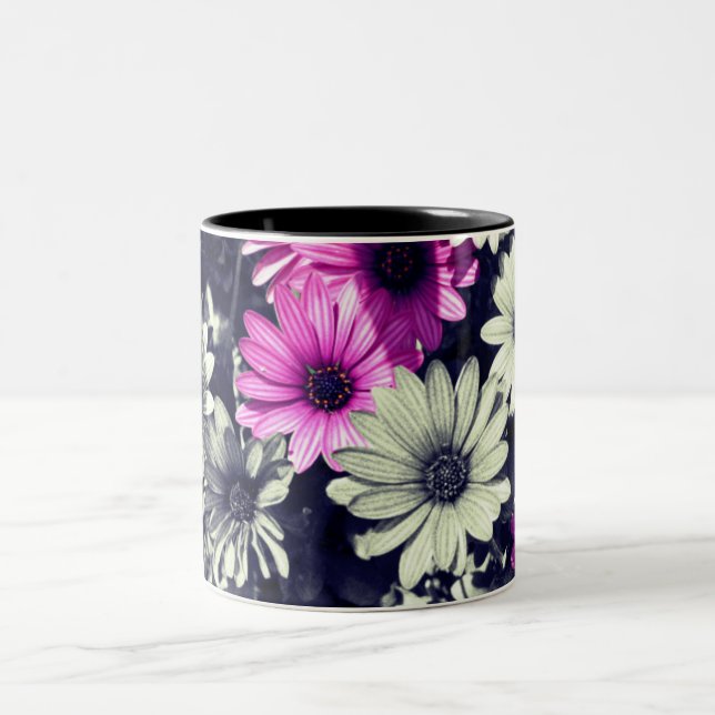 Caneca De Café Em Dois Tons Margarida Africana Flores A Preto E Branco (Centro)