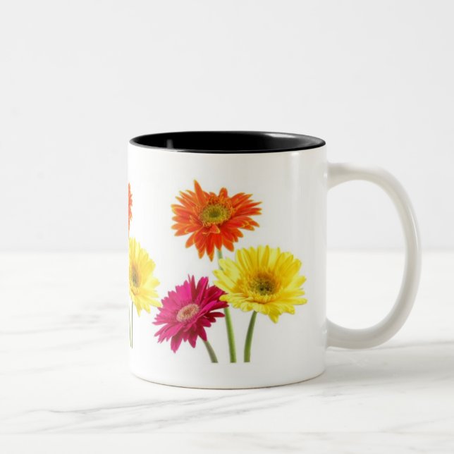 Caneca De Café Em Dois Tons Margaridas do Gerbera (Direita)