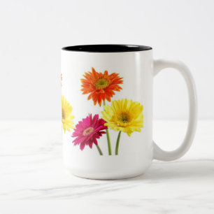 Caneca De Café Em Dois Tons Margaridas do Gerbera