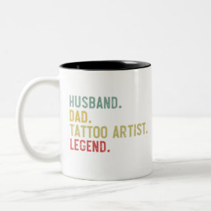Caneca De Café Em Dois Tons Marido Pai Artista de Tatuagem Lenda Masculino Vin