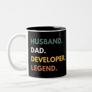 Caneca De Café Em Dois Tons Marido Pai Desenvolvedor Lendário Programadores Di