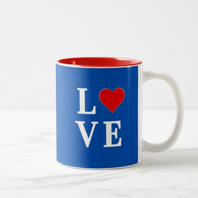 Caneca De Café Em Dois Tons Marinho Azul LOVE Na moda (Direita)