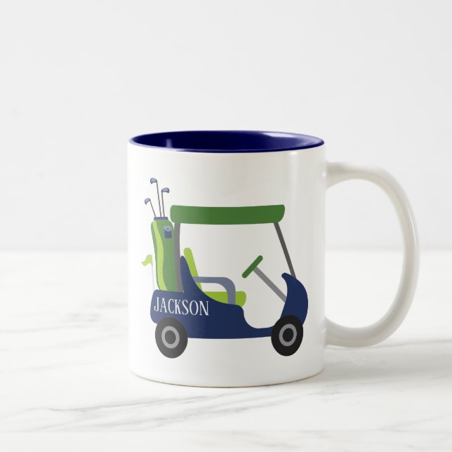 Caneca De Café Em Dois Tons Marinho e Golfe Verde Personalizado Mug (Direita)