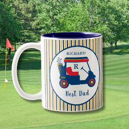 Caneca De Café Em Dois Tons Marinho e golfe Vermelho Melhor Pai Personalizado