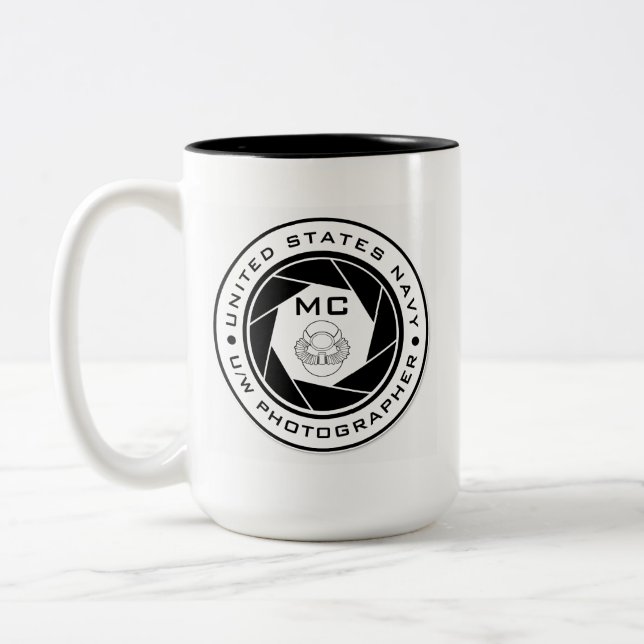 Caneca De Café Em Dois Tons MARINHO norte-americano Fotógrafo submarino MC COM (Esquerda)