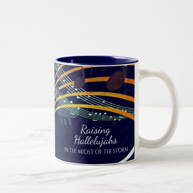 Caneca De Café Em Dois Tons Marinho Personalizado RAISE HALLELUJAH Christian (Direita)