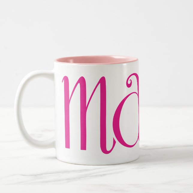 Caneca De Café Em Dois Tons Marisa cereja rosa Mug (Esquerda)