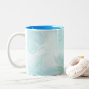 Caneca De Café Em Dois Tons Mármore Moderno Azul Claro