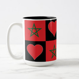 Caneca De Café Em Dois Tons Marrocos Flag Heart Pattert Fund Patriótico marroq