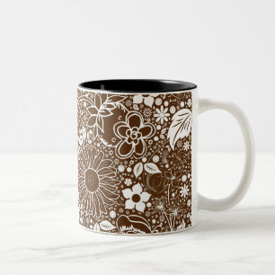 Caneca De Café Em Dois Tons Marrom das Belezas Botânicas