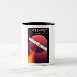Caneca De Café Em Dois Tons Mars Express - Exploração de Marte Arte Espacial.