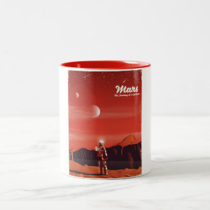 Caneca De Café Em Dois Tons Mars Science fiction viagens vintage