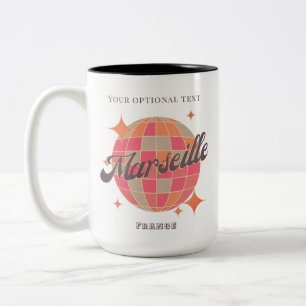 Caneca De Café Em Dois Tons Marselha França, Moda da cidade, bola rosa de disc