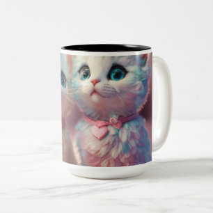 Caneca De Café Em Dois Tons Marshmallow Romance: Um Amor a Pixels Pastel