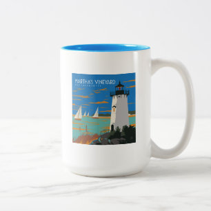 Caneca De Café Em Dois Tons Martha's Vineyard, Massachusetts   Farol